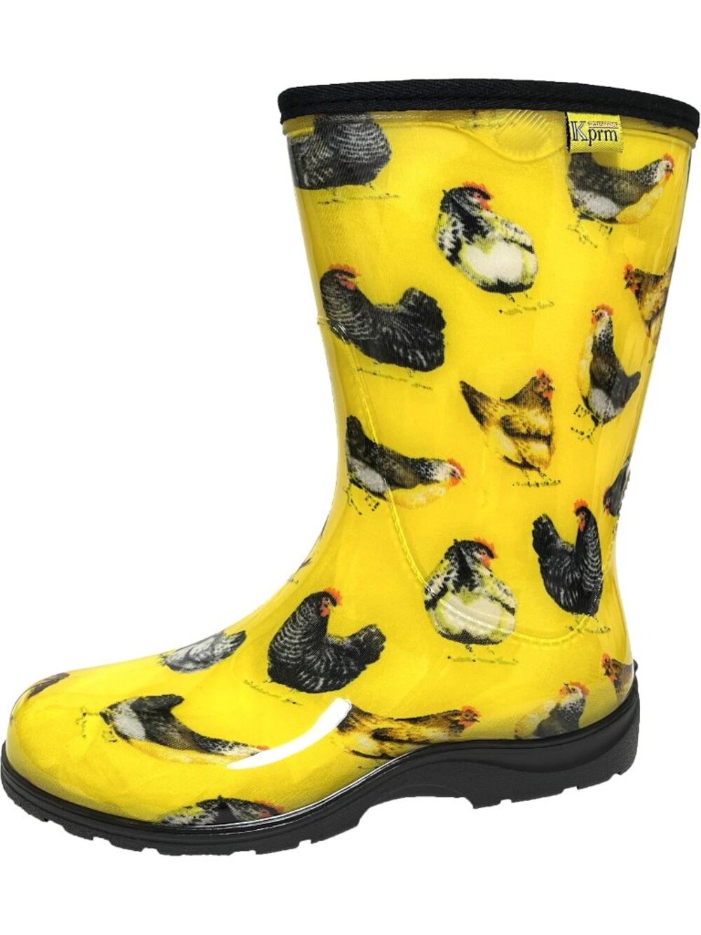 Women's Chickens Yellow Rain Boots Waterproof Mid Calf Rubber Garden Shoes